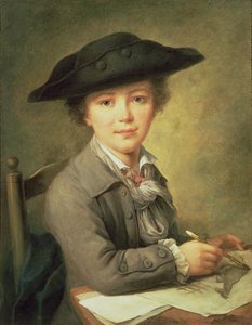 Ung tecknare i svart hatt, 1700-tal